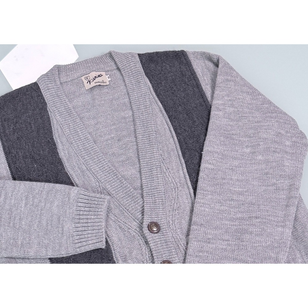 VTG Karina Sweaters Cardigan Mens M Gray V-Neck Long Sleeve CozyCore Preppy